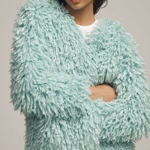 Anthropologie Mint Fuzzy Cardigan